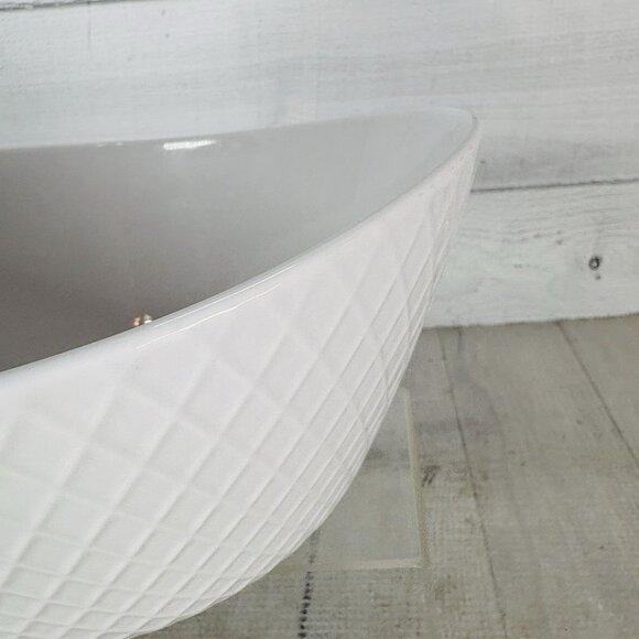 Over And Back DIAMOND White Embossed Criss Cross 8" All Purpose Bowl Set of 2 - Picture 13 of 15